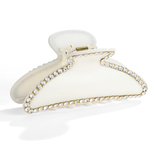 LILIE&WHITE Weiße Acryl-Haarspangen für Frauen mit Strass-Design, Haarspange mit Kralle, elegantes und stilvolles Haar-Accessoire, perfekt für den täglichen Gebrauch, Haarklammern, Modeschmuck von LILIE&WHITE