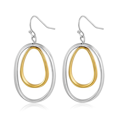 LILIE&WHITE Zwei-Ton Ohrringe für Damen – Elegantes Design mit Silber und Gold, Hypoallergen, Langlebig, Geschenk für Besondere Anlässe von LILIE&WHITE