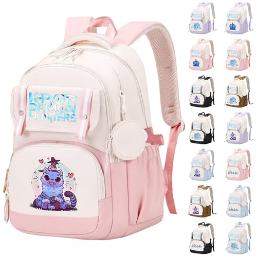 LILIHOT Kpop Demon Hunters Kinderrucksäcke,Fan Merch Huntrix Huntr/X Kinderrucksäcke Mädchen Jungen,Leicht Rucksack Grafikdruck Backpack für Kind/Teenager,Hohe Kapazität Schultaschen（N） von LILIHOT