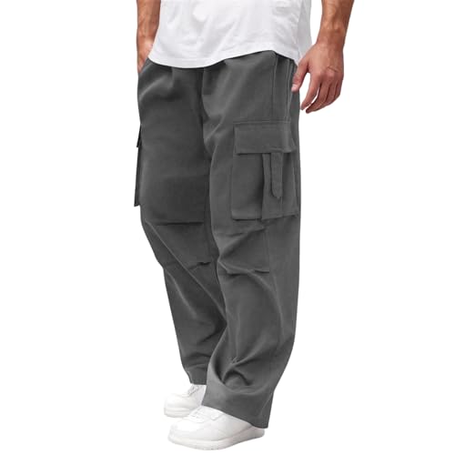 LILIHOT Herren Cargohosen Taktische Hose mit Mehreren Taschen Militär Outdoorhose Freizeithose Hose Leichte Arbeitshosen Bequeme Radlerhose Casual Wanderhose Fahrradhose Pants(Dunkelgrau,XL) von LILIHOT
