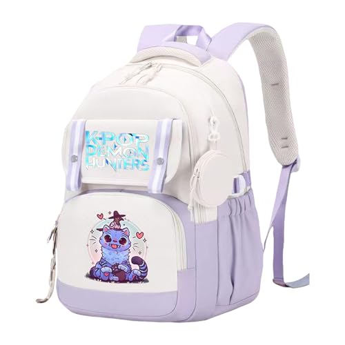 LILIHOT Kpop Demon Hunters Kinderrucksäcke,Fan Merch Huntrix Huntr/X Kinderrucksäcke Mädchen Jungen,Leicht Rucksack Grafikdruck Backpack für Kind/Teenager,Hohe Kapazität Schultaschen（O） von LILIHOT