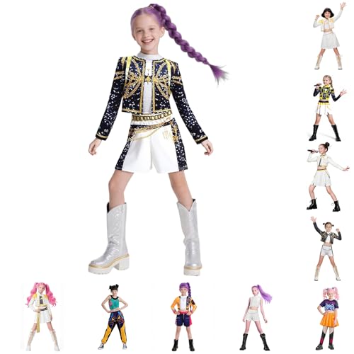 LILIHOT Merch Kostüm Mädchen,Anime Cosplay Fan Merch Halloweens Kostüme Bühne Rollenspiel Uniform Sets Karnevalskostüme Dress Up Party für Kinder Ab 3 Jahre(#A Black,7-8 Jahre) von LILIHOT
