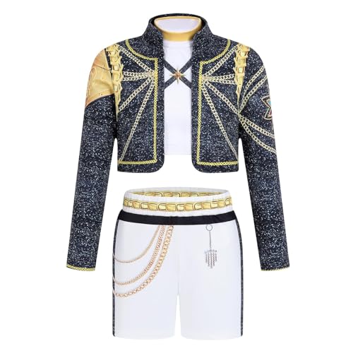 LILIHOT Merch Kostüm Mädchen,Anime Cosplay Fan Merch Halloweens Kostüme Bühne Rollenspiel Uniform Sets Karnevalskostüme Dress Up Party für Kinder Ab 3 Jahre(#E Black,11-12 Jahre) von LILIHOT