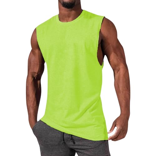 Tank Top Herren Muskelshirts Bodybuilding Achselshirt Sport Tshirts Sommer Ärmellos Unterhemden Atmungsaktiv Muscle Shirts Gym Funktionsshirt Achselshirts Casual Strand Top(#C Fluorescent Green,XXL) von LILIHOT