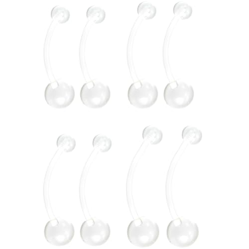 1.6 mm(14 g) Clear Piercing Retainer 8 stück Klar Flexible Kunststoff Bauchnabelpiercing 10 12 14 16 mm Helix Septum Stecker Bar Set Plastik Barbell Studs Frauen Männer Rook Schmuck mit 5/8 mm Balls von LILIJUAN