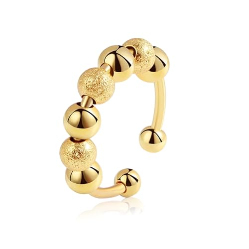 Anti Stress Ring,Anxiety Ring Gold,Anti Stress Ringe,Angst Fidget Rings,mit Kugeln Spinner Akkupressurringe,Antistress Ring,Calm Angst Ring Damen,Entspannungsring,Gegen Nervosität,Stressring für Damen von LILIKAI