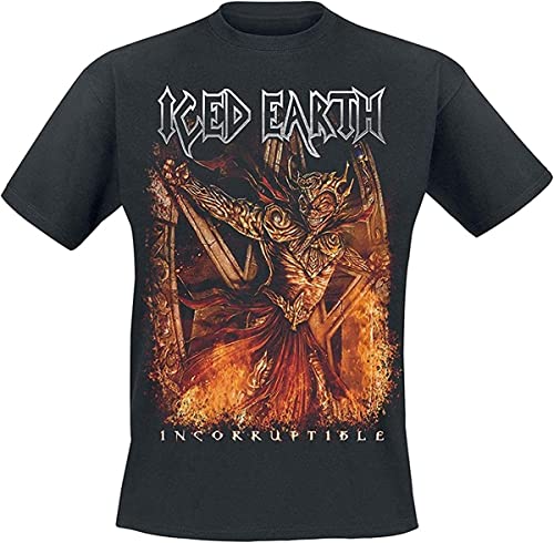 Iced Earth T Shirt Incorruptible Band Logo Metal Mens Black T-Shirts & Hemden(Large) von LILININ