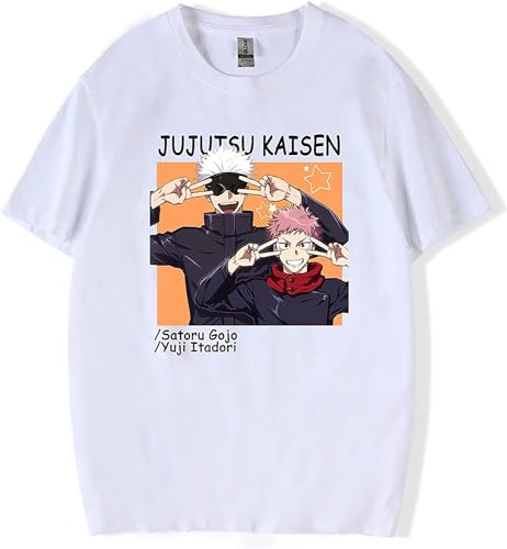 Men WomenJujutsu Kaisen T-Shirt Gojo Satoru Cartoon Short Sleeve Round Neck Blouse Itadori Yuji Tops T-Shirts & Hemden(Medium) von LILININ