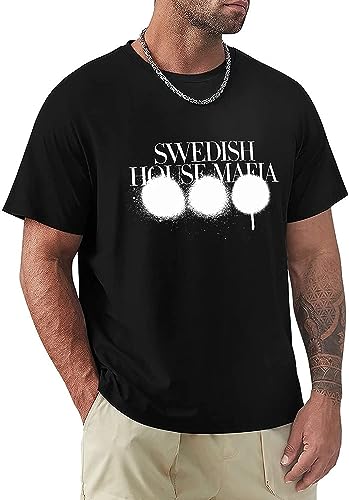 Men's T-Shirt Swedish for House Mafia Music Graphic T-Shirt Hip Hop Shirt for Men's with Logo Casual Cotton Soft Tees Fresh Classic Tshirt T-Shirts & Hemden(3X-Large) von LILININ