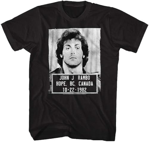 kaixing Rambo Film Series John J. Rambo Canada 1982 Mugshot T-Shirt FüR Erwachsene, Schwarz T-Shirts & Hemden(Medium) von LILININ