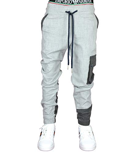 LILIUM-FASHION | Jungen Jogginghose Baumwolle | Jogginghose | Cargo Jogging | Cargo Tasche| B2092 (Hellgrau, 158) von LILIUM-FASHION