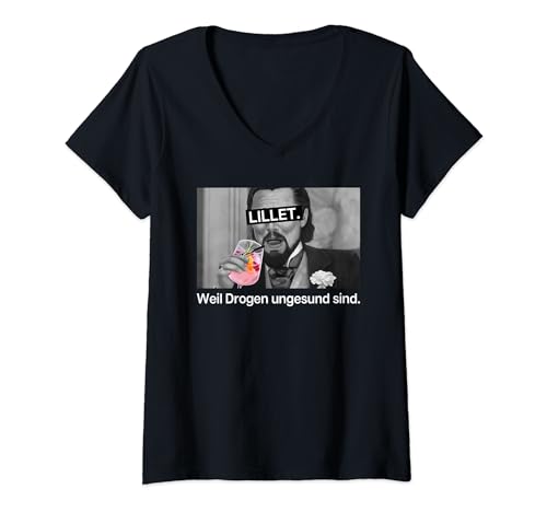 Damen LILLET - WEIL DROGEN UNGESUND SIND X Wildberry Lillet T-Shirt mit V-Ausschnitt Damen LILLET - WEIL DROGEN UNGESUND SIND X Wildberry Lillet T-Shirt mit V-Ausschnitt von LILLET. WEIL DROGEN UNGESUND SIND. Lilletliebhaber