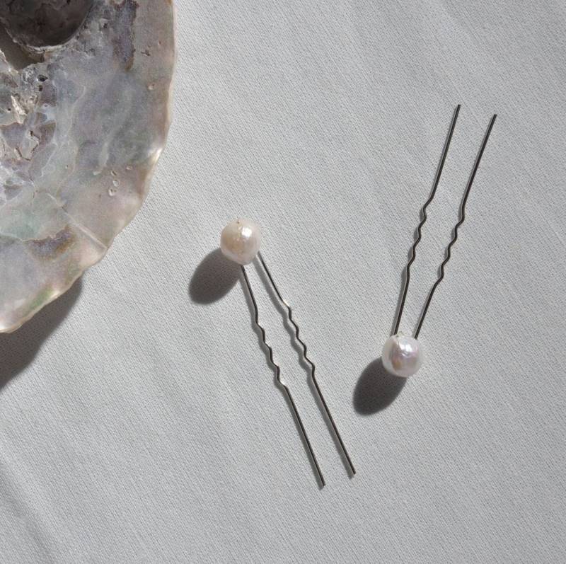 Perle Haarnadeln, Silber Haargweise, Minimale Sendehaar-Zubehör, Moderne Hochzeitshaar, Brautperlen, Brautjungfer Einfache Hochzeit von LILLEYSTUDIO