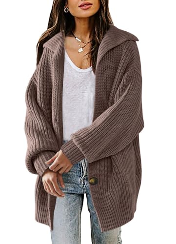 LILLUSORY Damen-Strickjacke 2023 Herbst Slouchy Open Front Button Grobstrick Pullover Mantel, Muskatnuss, Mittel LILLUSORY Damen-Strickjacke 2023 Herbst Slouchy Open Front Button Grobstrick Pullover Mantel, Muskatnuss, Mittel von LILLUSORY
