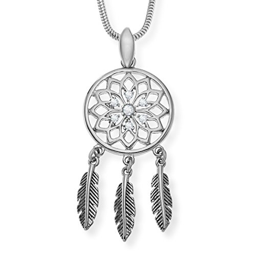 Damen Hals-Silberkette Silber 925 Swarovski Elements Dreamcatcher Traumfänger-Anhänger klar längen-verstellbar Nachhaltige Verpackung Partner Geschenke von LILLY MARIE