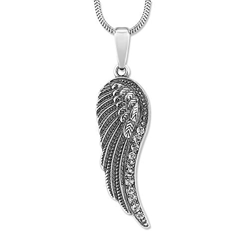 Damen Hals-Silberkette Silber 925 Swarovski Elements Flügel-Anhänger Engelsflügel Talisman längen-verstellbar Schmucketui Geschenk Freundin von LILLY MARIE