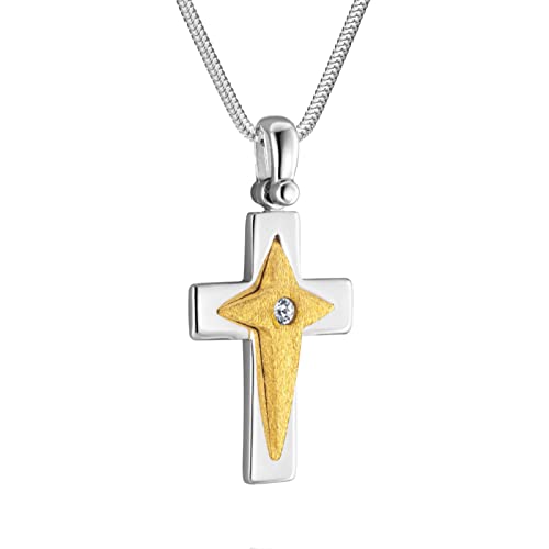 Damen Silberkette Sterling-Silber 925 Kreuz-Anhänger vergoldet mit Swarovski Elements Kristall crystal längen-verstellbar Ökologische Verpackung Geschenkideen für die Frau von LILLY MARIE