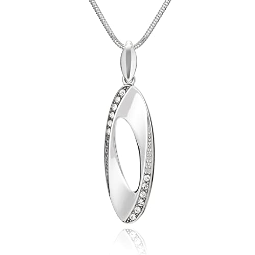 Damen massive Halskette Sterling-Silber 925 Anhänger Oval Swarovski Elements längen-verstellbar Nachhaltige Verpackung Frauen Geschenk von LILLY MARIE