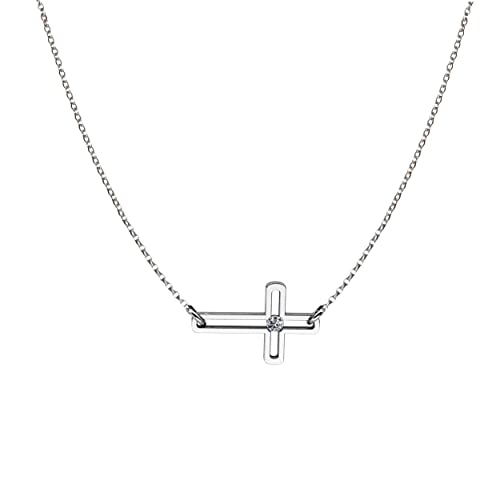 Damen zarte Halskette Sterling-Silber 925 Swarovski Elements Kreuz-Anhänger Glücksbringer farblos längen-verstellbar Schmuck-Beutel Geschenk Beste Freundin von LILLY MARIE