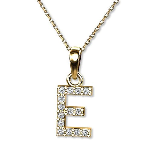 LILLY MARIE Buchstaben Kette Echtgold Gold 333 Personalisierte Halskette mit Initial Anhänger Buchstabe E Buchstabenkette Damen Namenskette Geschenk für Frauen Weihnachten Geburtstag Valentinstag von LILLY MARIE