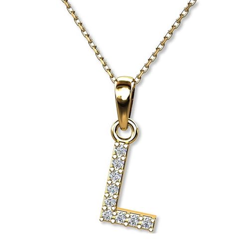 LILLY MARIE Buchstaben Kette Gold 333 Personalisierte Halskette mit Initial Anhänger Buchstabe L Buchstabenkette Damen Namenskette Geschenk für Frauen Weihnachten Geburtstag Valentinstag von LILLY MARIE