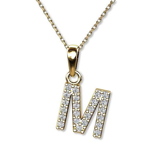 LILLY MARIE Buchstaben Kette Gold 333 Personalisierte Halskette mit Initial Anhänger Buchstabe M Buchstabenkette Damen Namenskette Geschenk für Frauen Weihnachten Geburtstag Valentinstag von LILLY MARIE