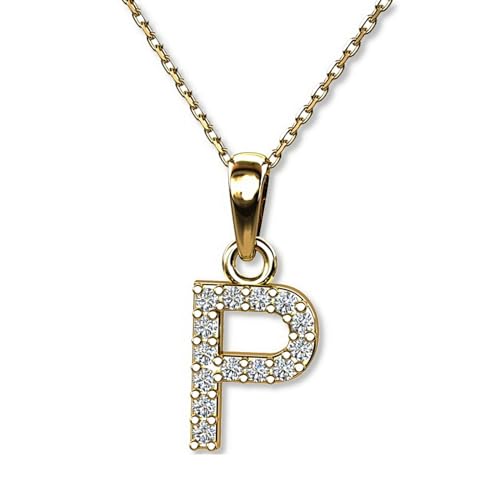 LILLY MARIE Buchstaben Kette Gold 333 Personalisierte Halskette mit Initial Anhänger Buchstabe P Buchstabenkette Damen Namenskette Geschenk für Frauen Weihnachten Geburtstag Valentinstag von LILLY MARIE