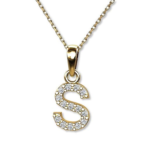 LILLY MARIE Buchstaben Kette Gold 333 Personalisierte Halskette mit Initial Anhänger Buchstabe S Buchstabenkette Damen Namenskette Geschenk für Frauen Weihnachten Geburtstag Valentinstag von LILLY MARIE