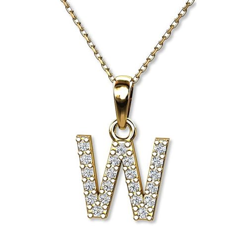 LILLY MARIE Buchstaben Kette Echtgold Gold 333 Personalisierte Halskette mit Initial Anhänger Buchstabe W Buchstabenkette Damen Namenskette Geschenk für Frauen Weihnachten Geburtstag Valentinstag von LILLY MARIE