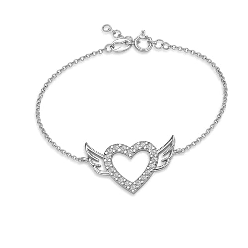LILLY MARIE Damen Armkette Silber echt Silber 925 Beflügelte Liebe längen-verstellbar Eco-Verpackung Geschenk für Freundin von LILLY MARIE