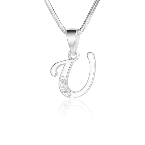 LILLY MARIE Silberne Damen Schlangenkette Mit Buchstaben-Anhänger Aus Kristallen von LILLY MARIE