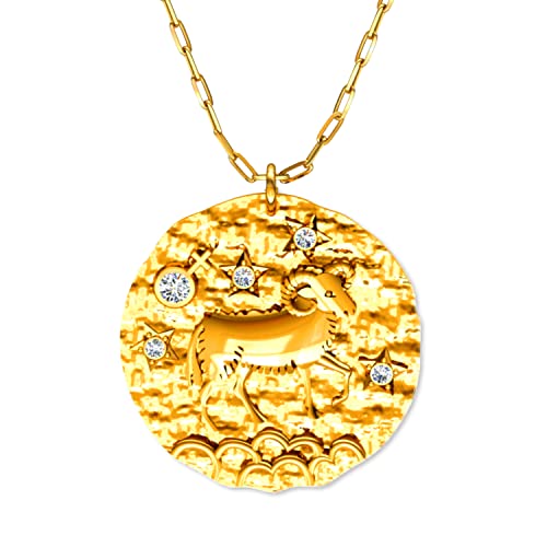 LILLY MARIE Vergoldete Halskette Mit Widderanhänger Aus 925er Sterlingsilber Und Zirkonia von LILLY MARIE