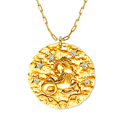 LILLY MARIE Vergoldete Sterling-Silber Halskette Mit Steinbock Anhänger Und Zirkonia von LILLY MARIE