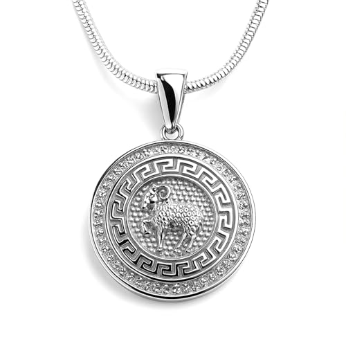 LILLY MARIE Damen Silber Halskette Mit Sternzeichen Widder 925 Silber Zirkonia von LILLY MARIE