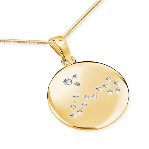 LILLY MARIE Goldene Fisch Sternzeichen Halskette Mit Zirkonia Steinen Und Rundem Silberanhänger von LILLY MARIE