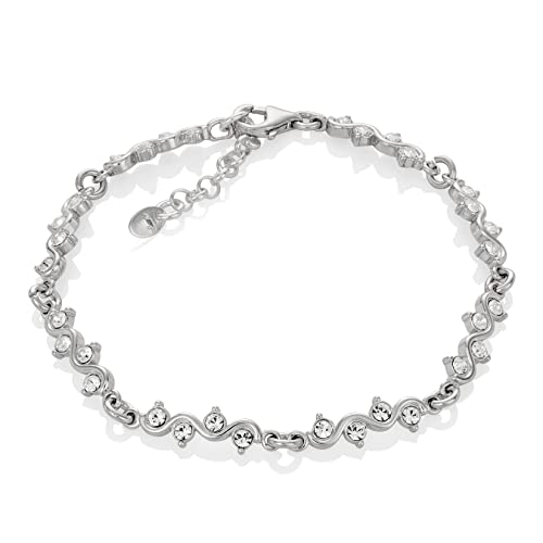 Damen Armkette Silber Sterling-Silber 925 Swarovski Elements Welle Länge flexibel Schmucketui Brautschmuck von LILLY MARIE