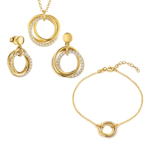 LILLY MARIE Schmuckset Aus Goldplattiertem Silber Mit Glänzenden Anhängern Und Ohrringen von LILLY MARIE