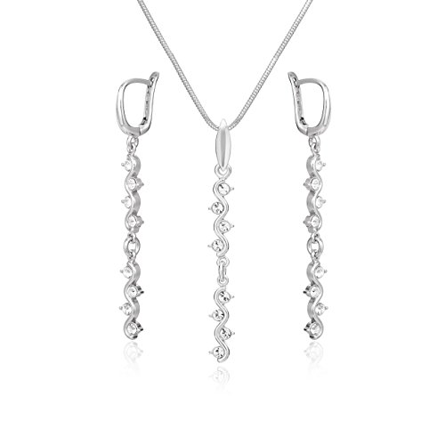 Damen Schmuck Set echt Silber 925 Anhänger Welle mit Swarovski Elements Kristallen längen-verstellbar Schmucketui Hochzeitsschmuck von LILLY MARIE