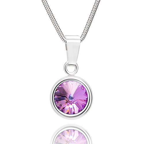 Damen Silberkette Sterling-Silber 925 Swarovski Elements Anhänger rund mehrfarbig lila längen-verstellbar Eco-Verpackung Frauen Geschenk von LILLY MARIE