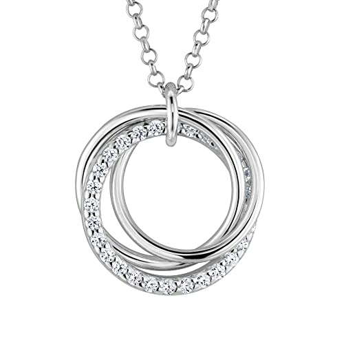 LILLY MARIE Damen schlichte Silberkette Sterling-Silber 925 Verbundenheit Anhänger Glücksbringer längen-verstellbar Ökologische Verpackung Partner Geschenke von LILLY MARIE