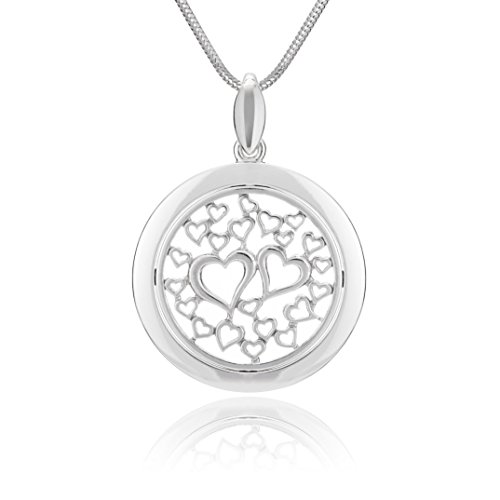 LILLY MARIE Sterling-Silber 925 Damen Halskette Mit Schimmerndem Kreis-Anhänger Und Herzen von LILLY MARIE