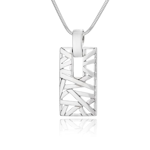 LILLY MARIE Damen massive Silberkette Silber 925 Anhänger Rechteck längen-verstellbar Schmucketui Geschenk für Mama von LILLY MARIE