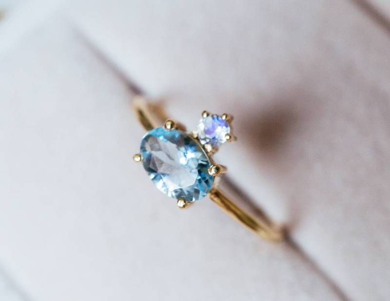 14K 18K Solid Gold Aquamarin Verlobungsring Rose Mondstein Pinky Ring Platin Geburtsstein Versprechen Jahrestag Geschenk 14K 18K Solid Gold Aquamarin Verlobungsring Rose Mondstein Pinky Ring Platin Geburtsstein Versprechen Jahrestag Geschenk von LILOOKS