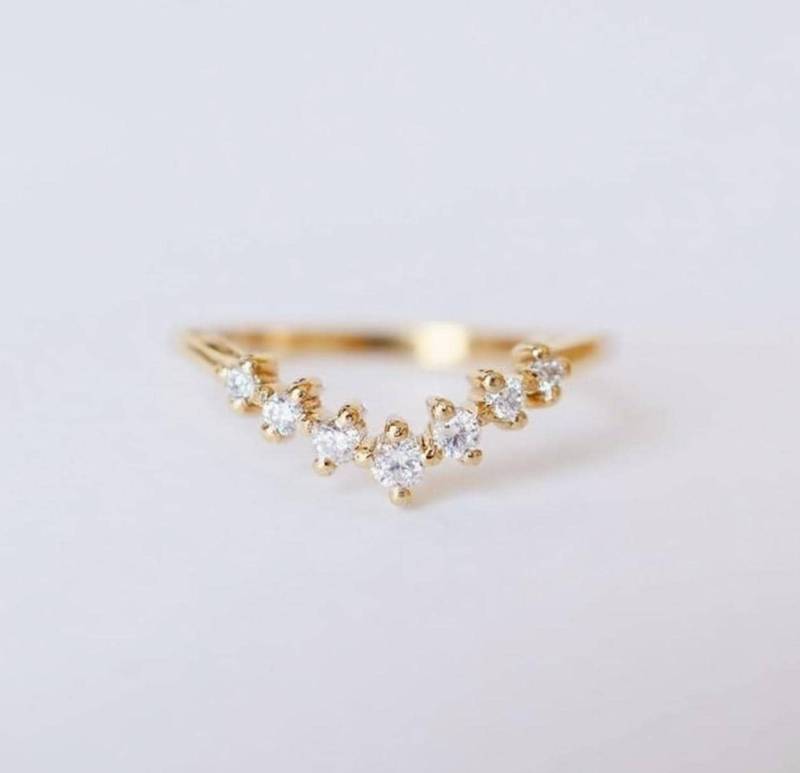 14K 18K Solid Gold Diamanten Chevron Ehering Ring Rosegold V-Form Diamantring Pinky Platin Weißgold von LILOOKS