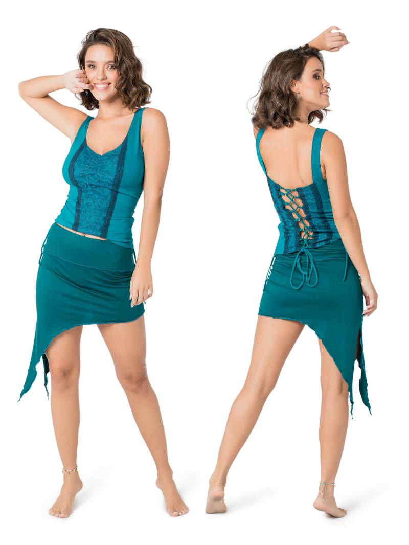 Frauen Boho Chic Türkis Spitze Tank Mit Breiten Trägern | Sheer/Lace Up Zurück Sommer Top Für Tie Back Korsett Durchsichtig von LILYOMofficial