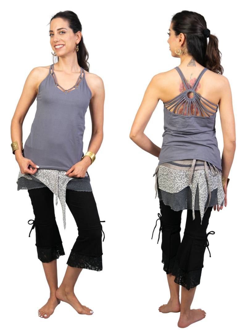 Graues Boho Chic Strappy Tank Top Für Frauen Yoga, Tanz Und Freizeitkleidung | Sommer von LILYOMofficial