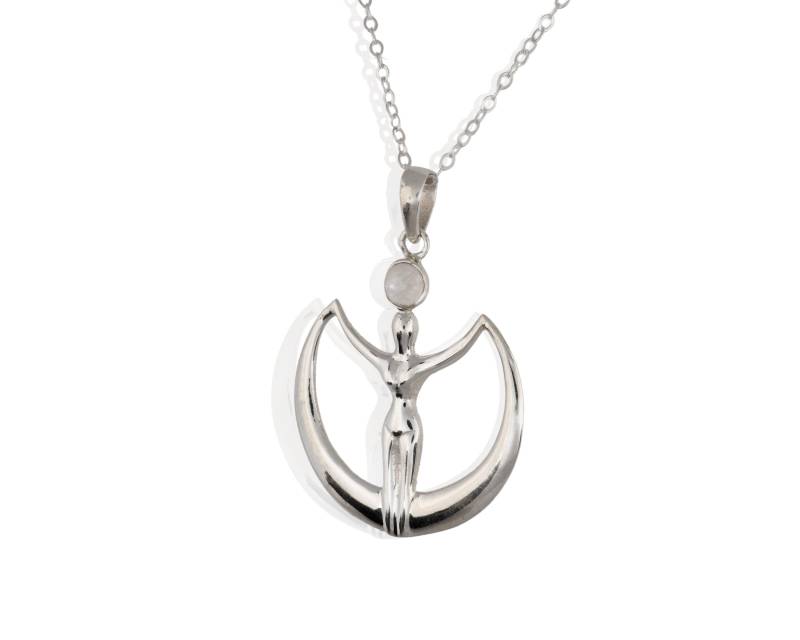 Regenbogen Mondstein Göttin Anhänger Für Frau | Spiritueller Und Bedeutungsvoller Schmuck Geschenk Frauen Sacred Feminine Silver Wilde von LILYOMofficial