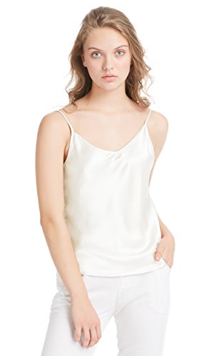 LILYSILK Seidentop Sexy Seide Unterhemd Top Schlicht Trägertop Damen Camisole 100% Seiden Cami Tops Damentop aus Satin Elfenbein L Verpackung MEHRWEG von LilySilk