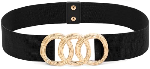 LIMHOO Damen Breite Elastische Taille Gürtel Mode Stretch-Bund (P19557 Schwarz Groß) von LIMHOO