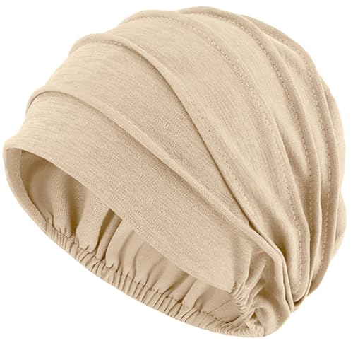LIMHOO Damen Chemo-Haube Weicher, atmungsaktiver Baumwoll-Turban bei Haarausfall & Chemotherapie (Beige) von LIMHOO